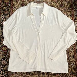 GAP Ivory Long-Sleeve Button-Down Shirt or Light Jacket Size XXL